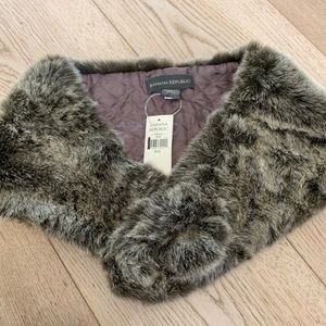 NWT Banana Republic faux fur winter wrap shawl brown black holiday